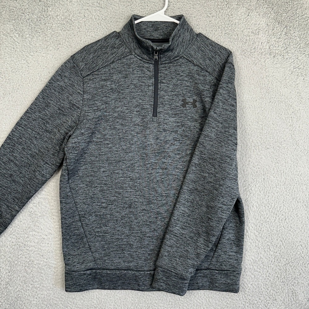 Under Armour Sweatshirt Mens Medium Grey Quarter Zip Pullover Heather Loose Fit - Picture 1 of 8
